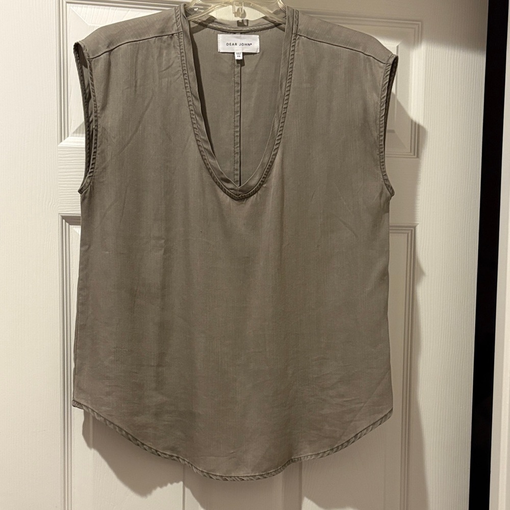 Dear John Olive Sleeveless Blouse (fits more like small)